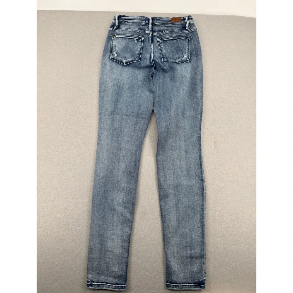 Judy Blue Mid Rise Button Fly Distressed Boyfriend Jeans Womens 3/26 (28x32)